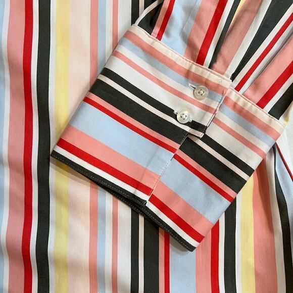 Chico’s Colorful Striped Cotton Blend No Iron Chic Stretch  Blouse Size 3 (16) - Picture 7 of 11